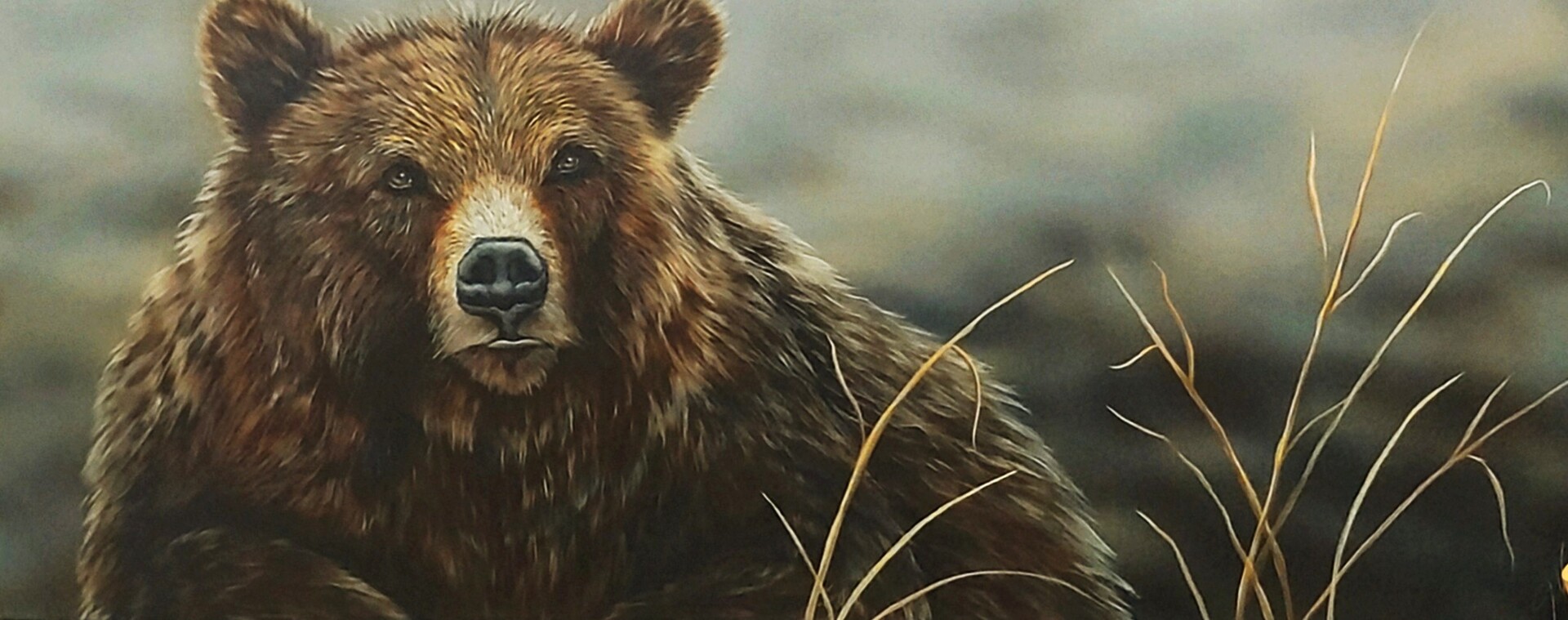 Grizzly day - Jim van Oosten - Acrylic on Canvas - 20 x 40 in. wide
