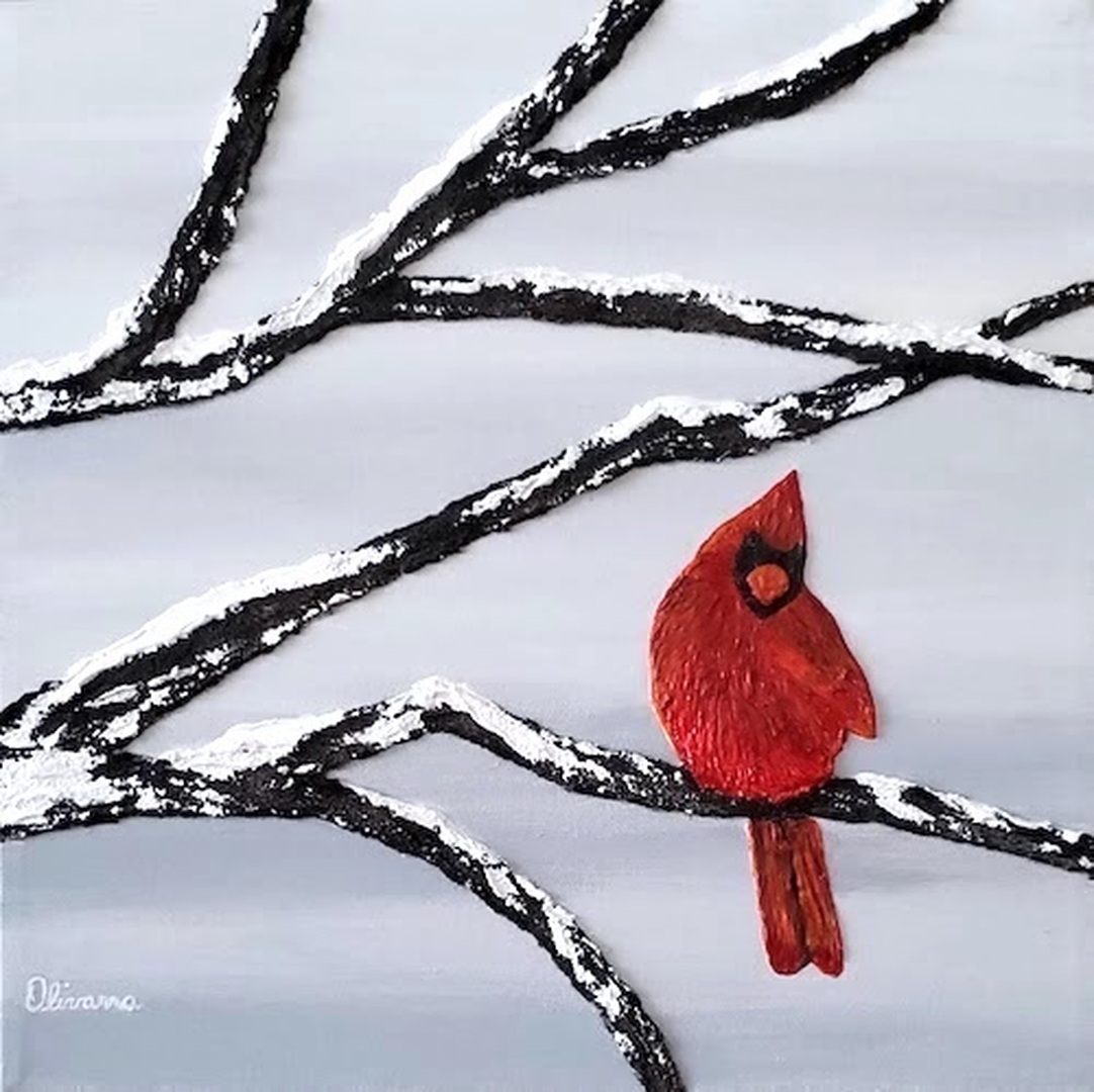 Red Cardinal - Winter Wonders Series -- 12_x12_