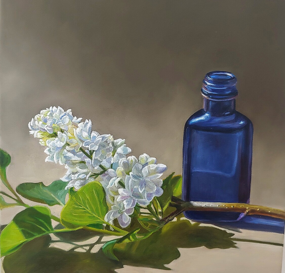Scent of the Lilacs - 12 x 12 - Oil on Canvas