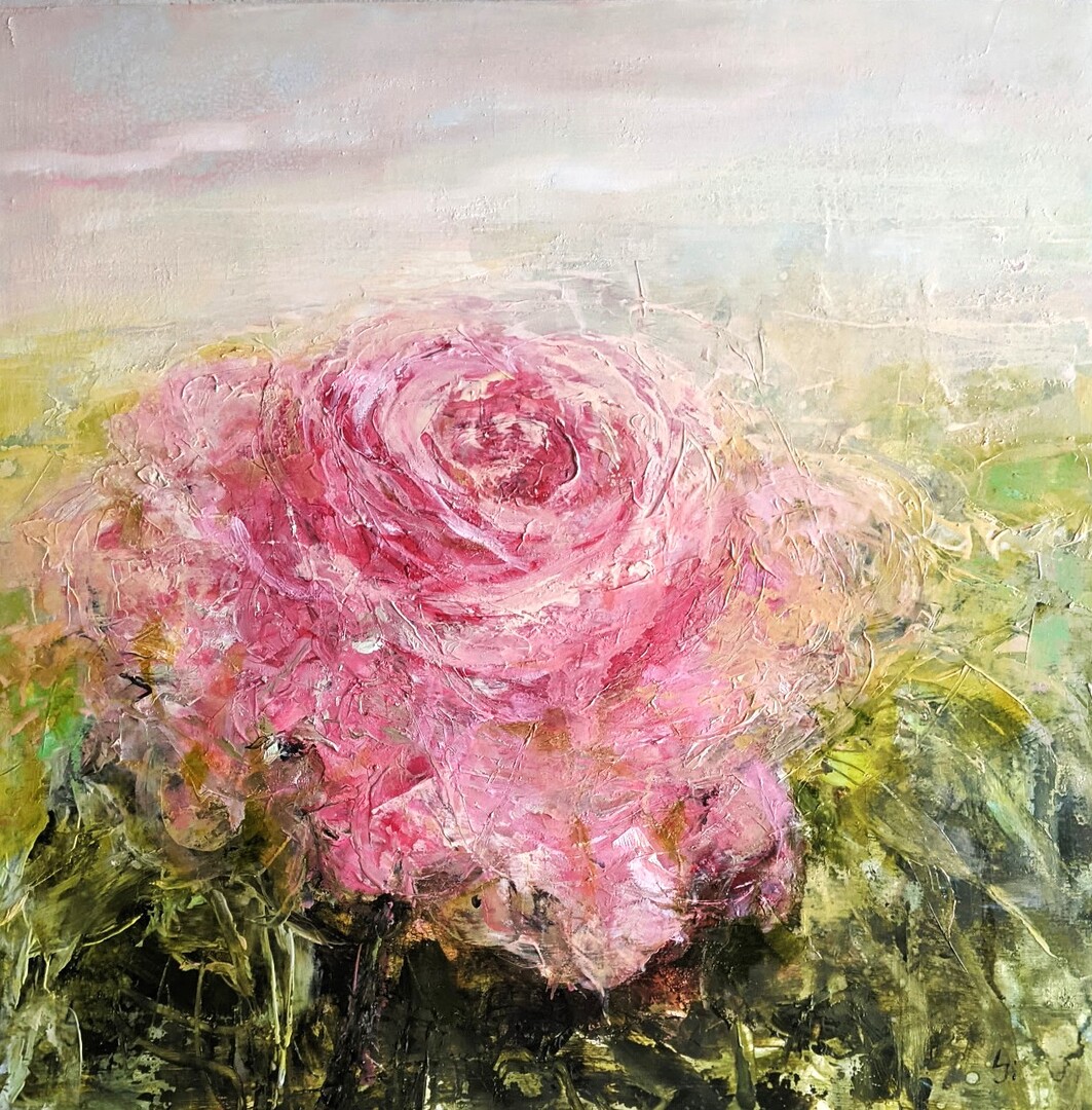 Pretty in Pink - 20x20 - Oil on Wood Panel - Lynn Janigan