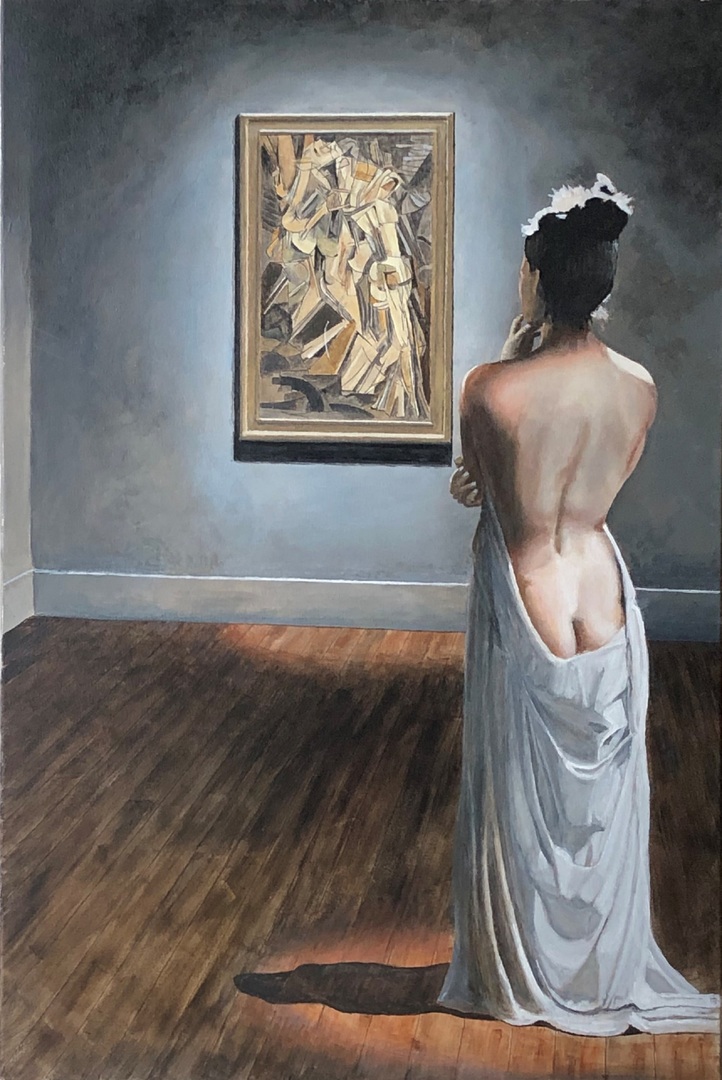 'nude descending the ages'  acrylic  36x24 - Ralph Mackenzie