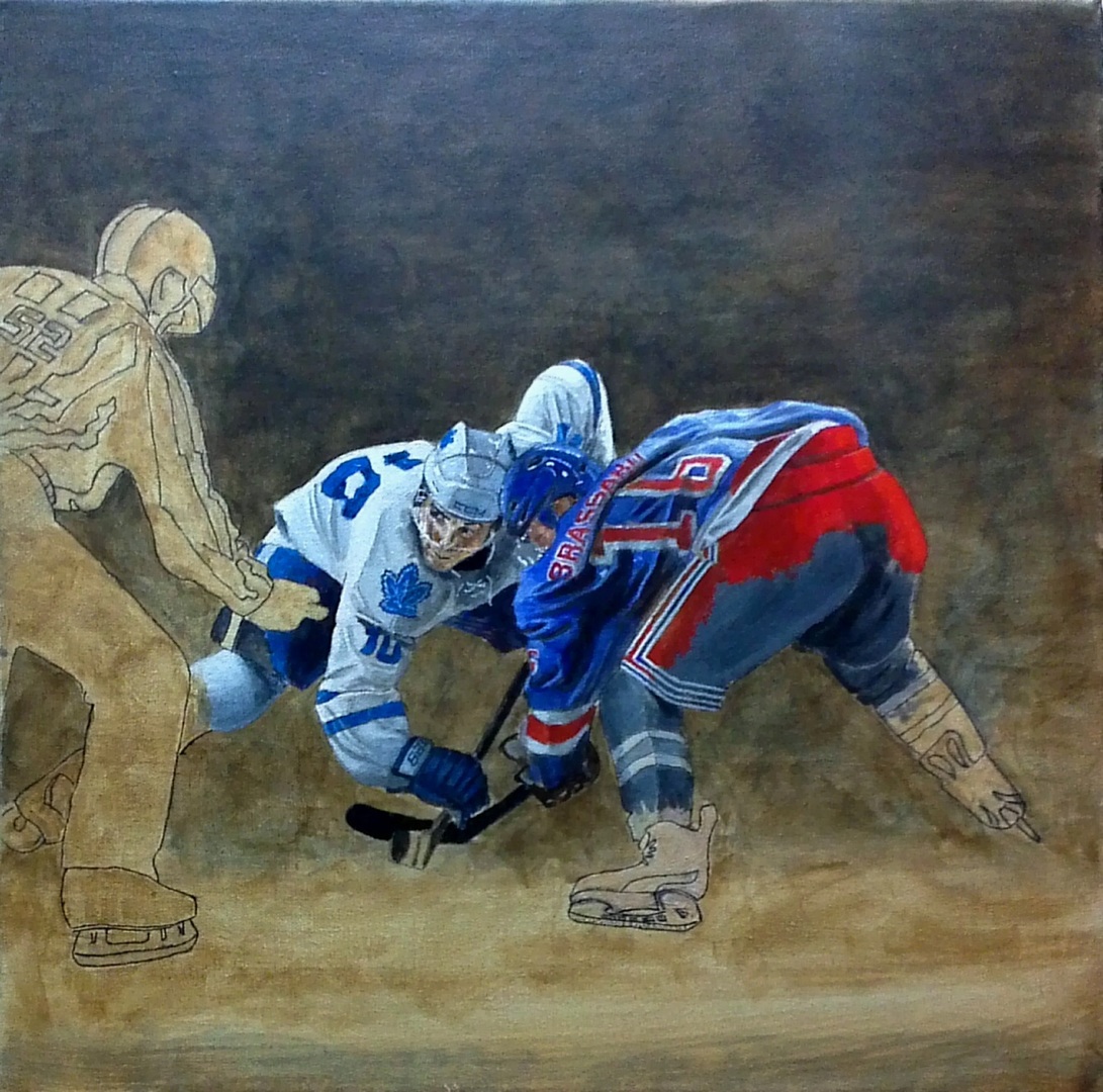 'head to head'  acrylic  16x16 - Ralph Mackenzie