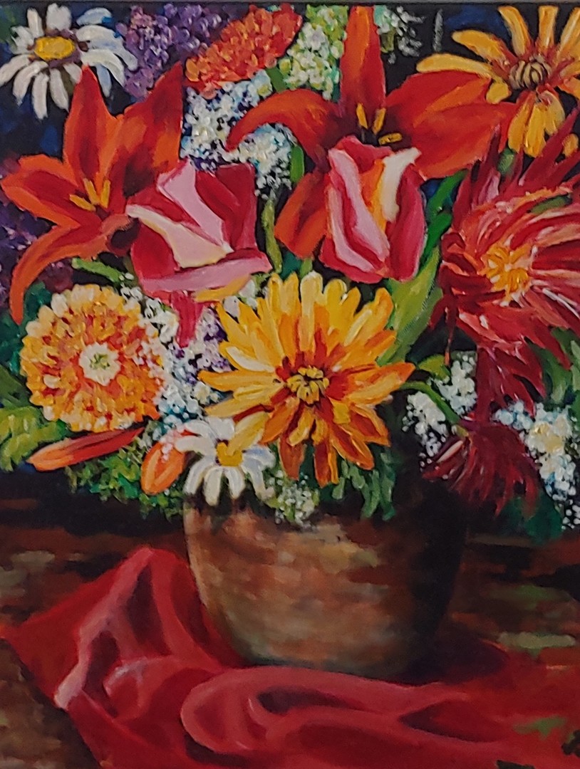 Mixed Bouquet - 18 x 14 wide - Oil on Canvas - Anna Clarey