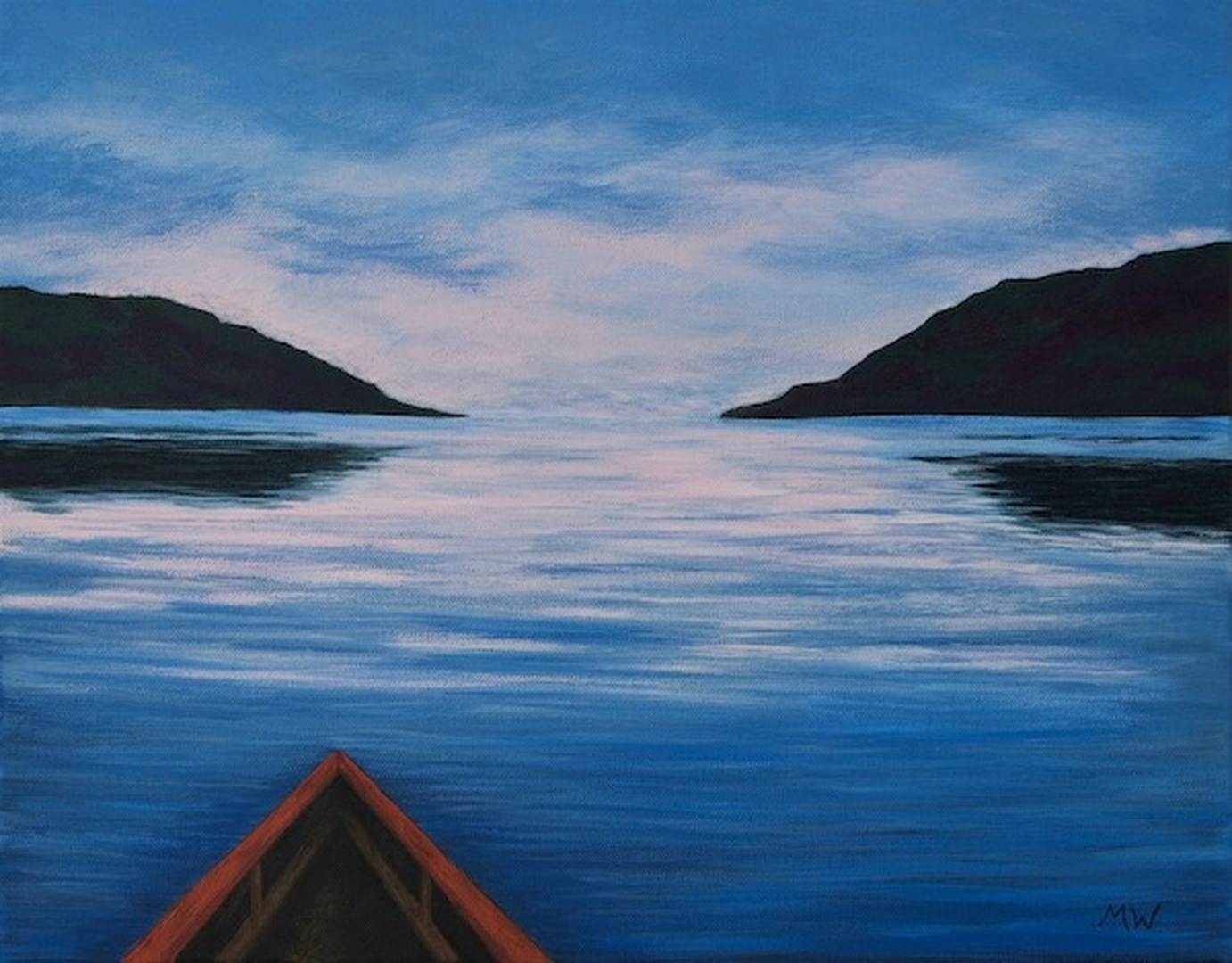 ALittleRowOnCarlingfordLough - Acrylic on Canvas 14 x18 .M.Williamson 