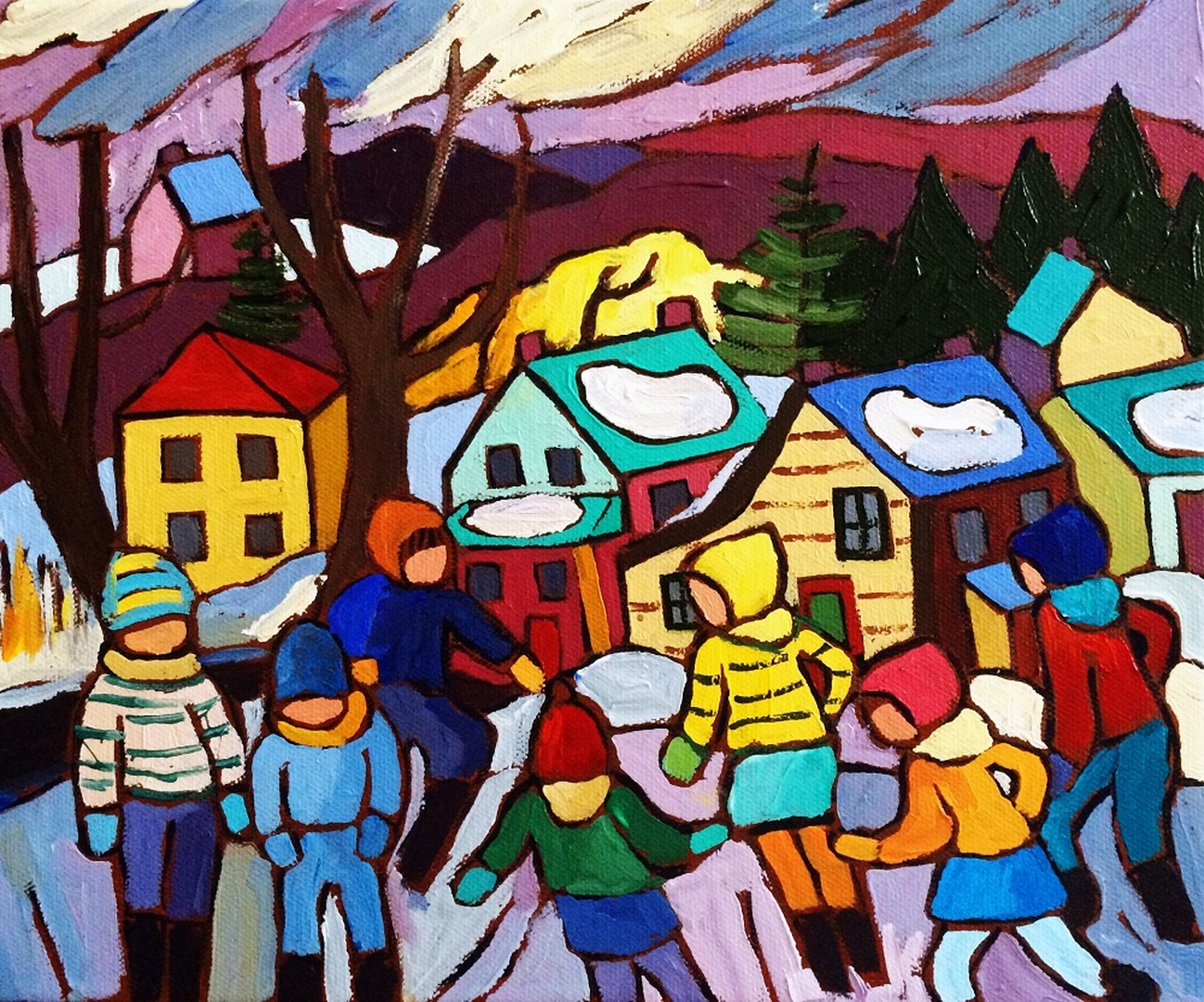 Pond Skating  10 x 12 in.  - Acrylic on Canvas