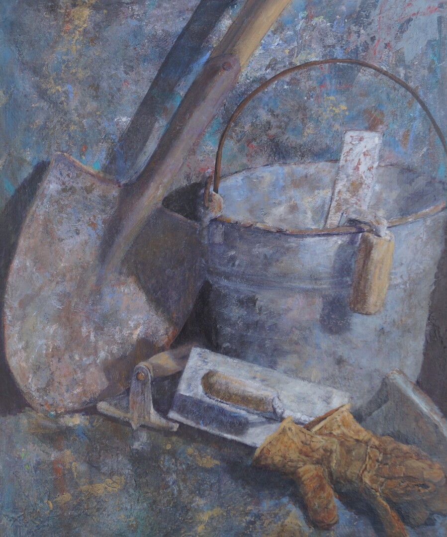 The Mason's Tools  30 x 24 inches wide - Acrylic  on Cradleboard