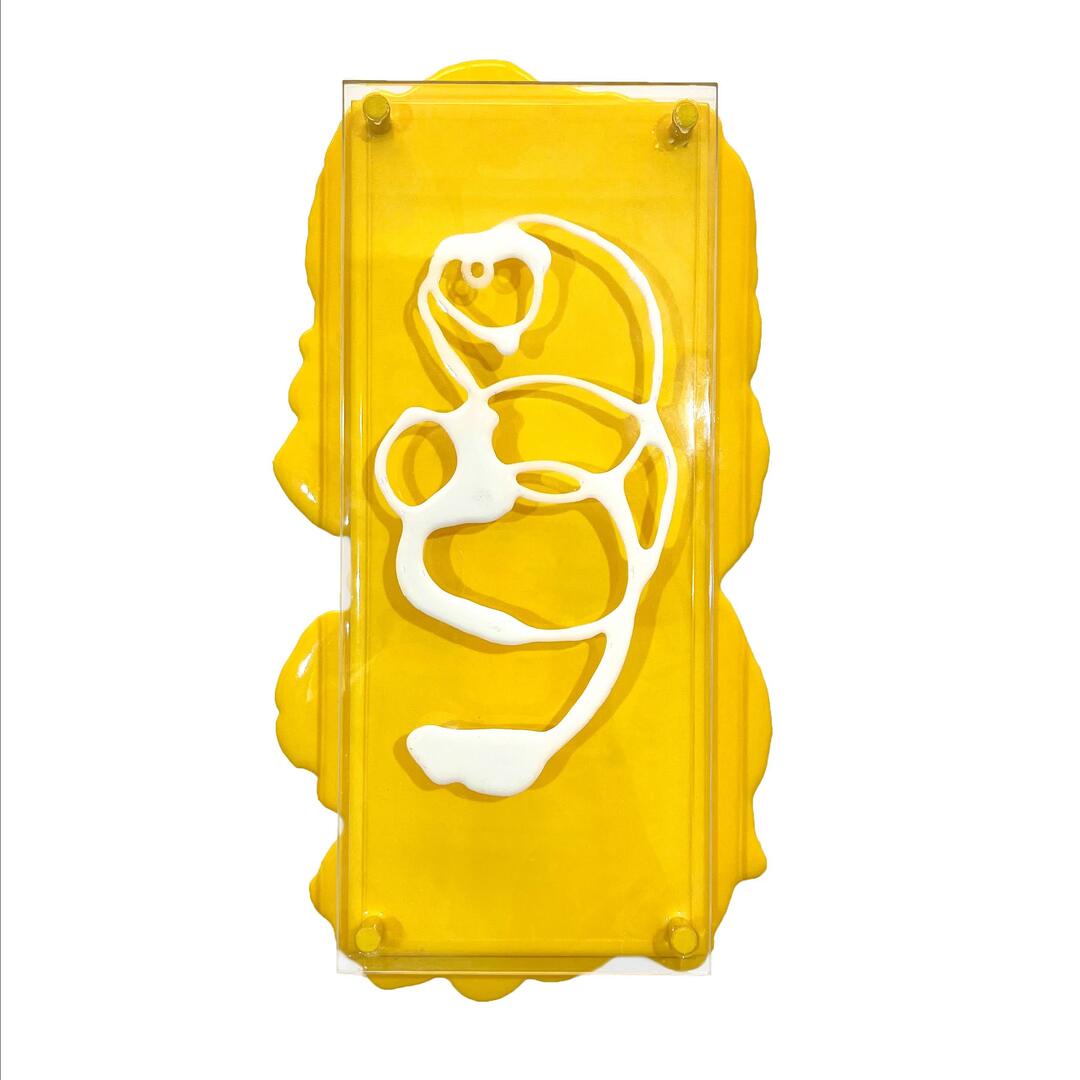 Elevated on Yellow - -17 x 9 x 1.5 - Resin, acrylic ans plywood - $995