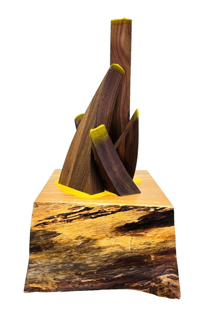 Inclination - 16 x 8 x 12in.  - Walnut, resin, spalted oak - $995