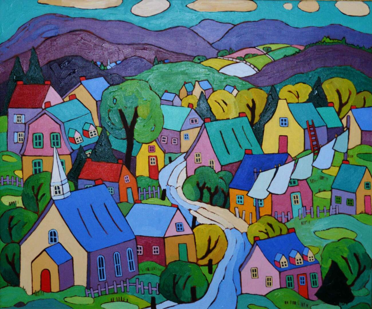 Village des Laurentides 30 x 36 in. acrylic on canvas 141331