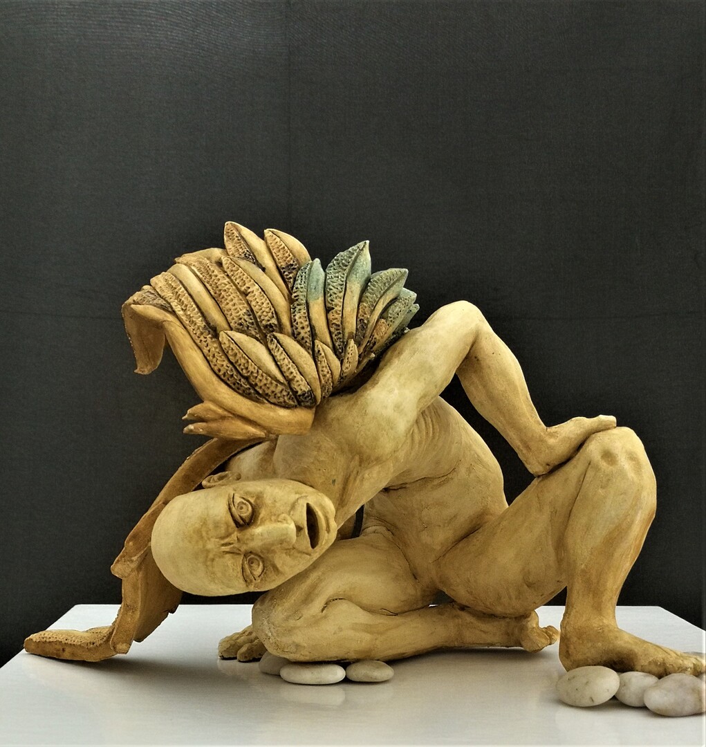 Fallen Angel XI - Hand Sculpted Clay - Jane Garcia
