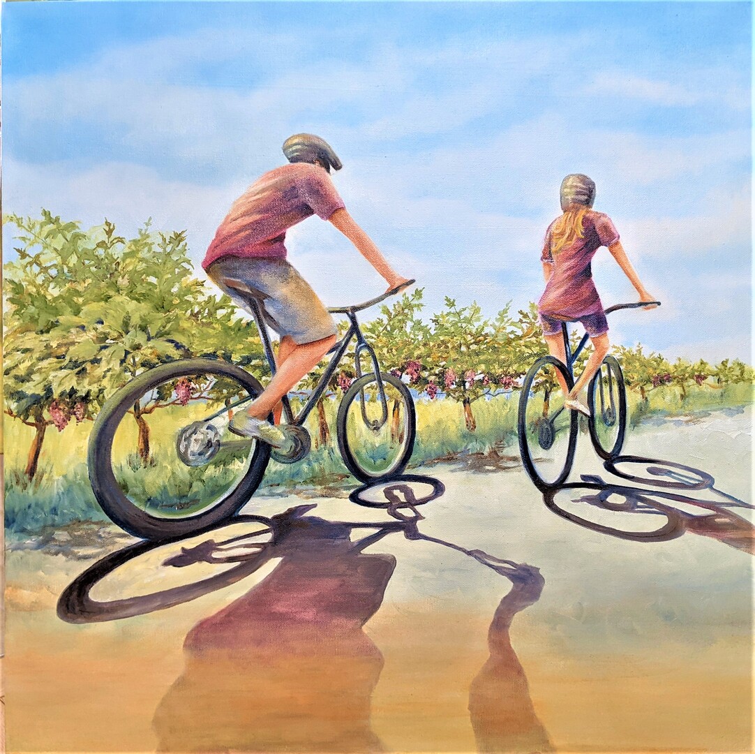 Biking Through the Vineyard- 24 x 24- ck