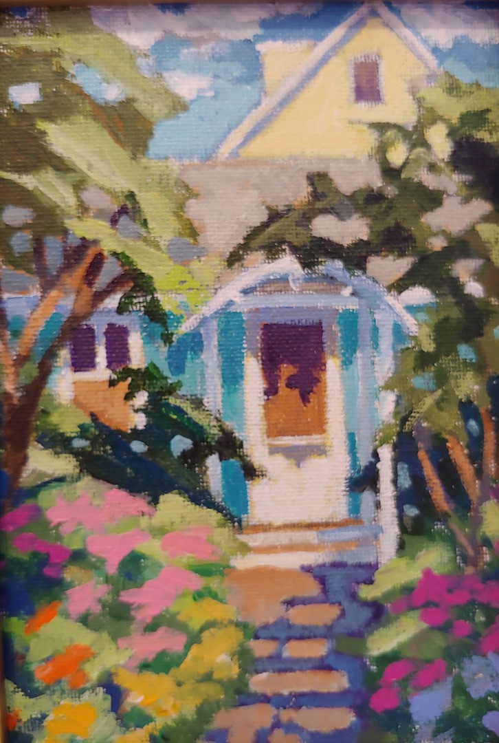 Summer Neighbours - 4x6 -Acrylic on Canvas - James Harper