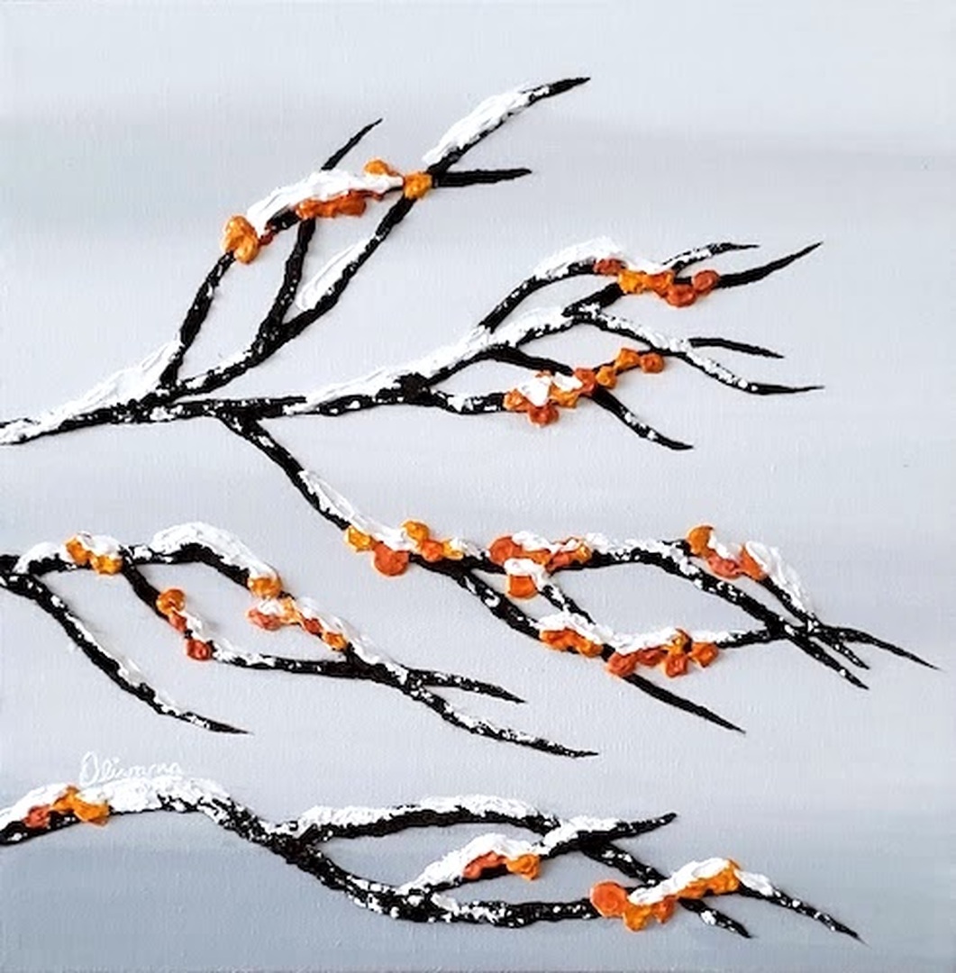 Sea Buckthorn Berries - Winter Wonders Series -- 12_x12_
